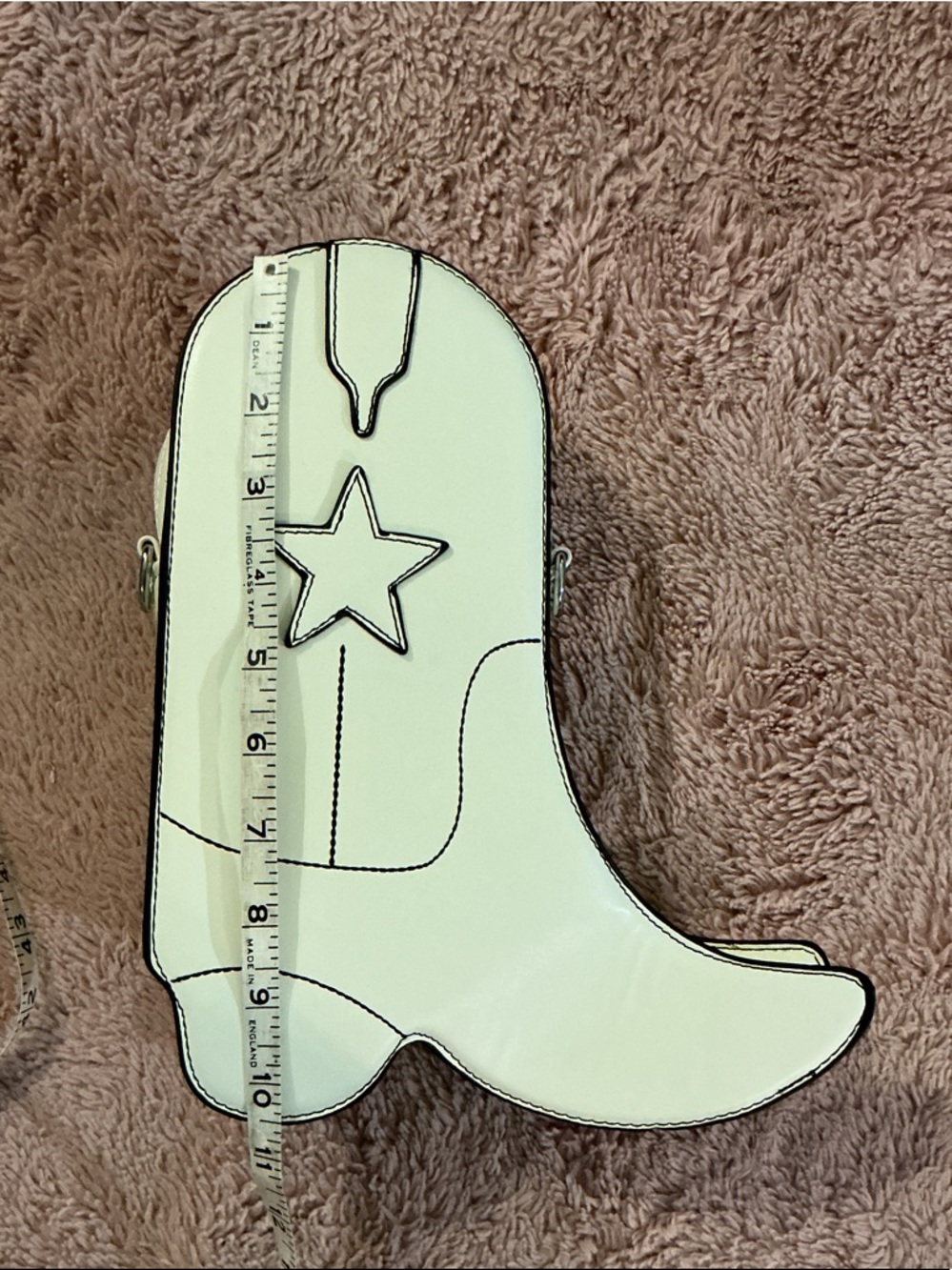 White Cowboy Boot Crossbody Bag with Star Accent